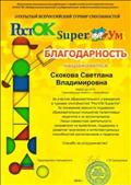 Благодарность оргкомитета открытого Всероссийского турнира способностей РостОк SuperУм, 2016 год