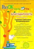 Благодарность оргкомитета открытого Всероссийского турнира способностей РостОк UnikУм, 2017 год